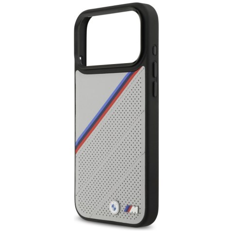 Etui BMW M Tricolor Metal Logo MagSafe do iPhone 17 Pro Max szary