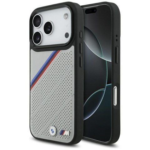 Etui BMW M Tricolor Metal Logo MagSafe do iPhone 17 Pro szary