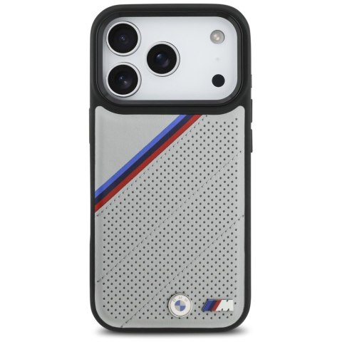 Etui BMW M Tricolor Metal Logo MagSafe do iPhone 17 Pro szary