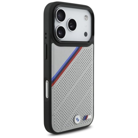 Etui BMW M Tricolor Metal Logo MagSafe do iPhone 17 Pro szary
