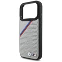 Etui BMW M Tricolor Metal Logo MagSafe do iPhone 17 Pro szary