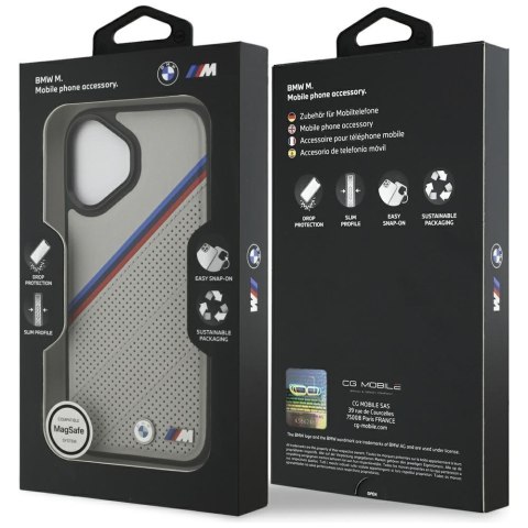 Etui BMW M Tricolor Metal Logo MagSafe do iPhone 17 szary