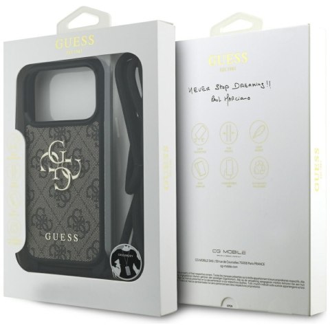 Etui Guess 4G Big Logo Cord Stap Crossbody do iPhone 17 Pro brązowy