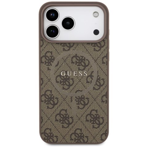Etui Guess 4G Ring Classic Logo MagSafe do iPhone 17 Pro Max brązowy