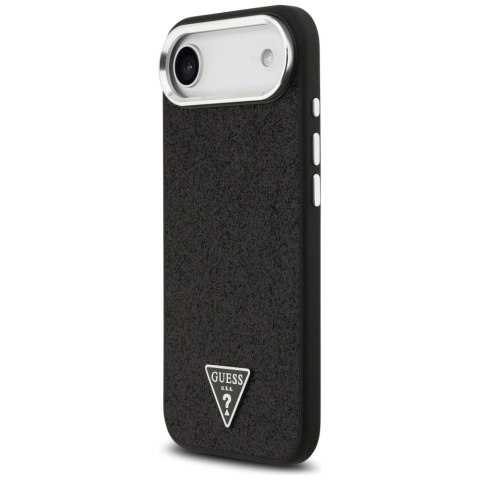 Etui Guess Glitter Triangle Logo MagSafe do iPhone Air czarny
