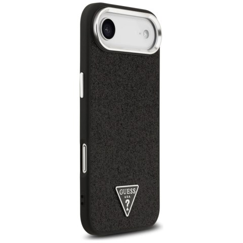 Etui Guess Glitter Triangle Logo MagSafe do iPhone Air czarny