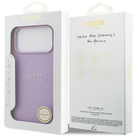 Etui Guess Grained Ring MagSafe do iPhone 17 Pro Max fioletowy