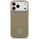 Etui Guess Grained Triangle Logo MagSafe do iPhone 17 Pro Max brązowy