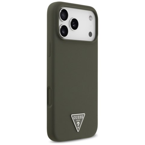 Etui Guess Silicone Triangle Logo MagSafe do iPhone 17 Pro Max khaki