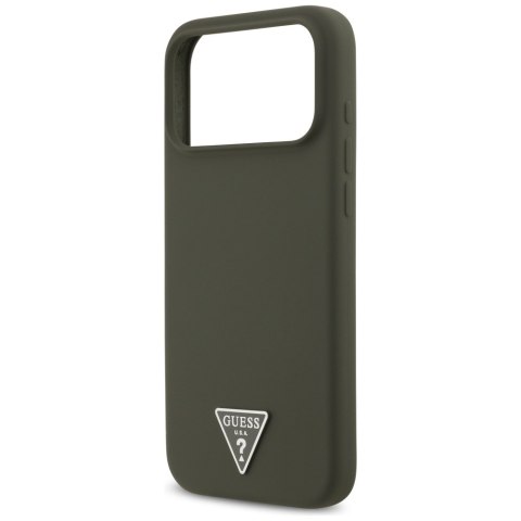 Etui Guess Silicone Triangle Logo MagSafe do iPhone 17 Pro Max khaki