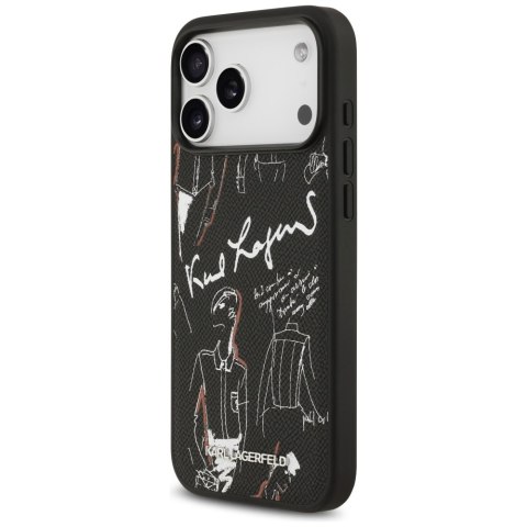 Etui Karl Lagerfeld Grained Pattern & Logo MagSafe do iPhone 17 Pro Max czarny