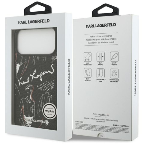 Etui Karl Lagerfeld Grained Pattern & Logo MagSafe do iPhone 17 Pro Max czarny