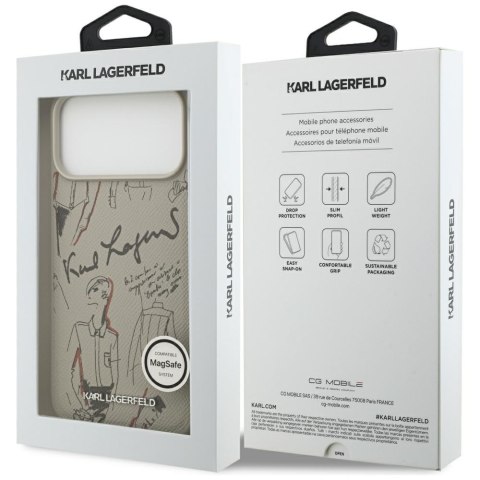 Etui Karl Lagerfeld Grained Pattern & Logo MagSafe do iPhone 17 Pro Max szary