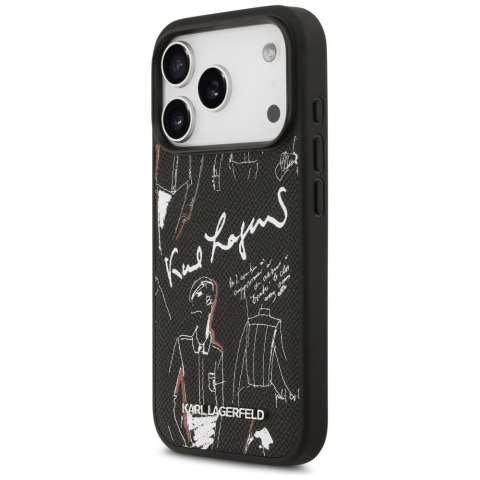 Etui Karl Lagerfeld Grained Pattern & Logo MagSafe do iPhone 17 Pro czarny