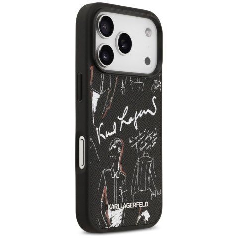 Etui Karl Lagerfeld Grained Pattern & Logo MagSafe do iPhone 17 Pro czarny