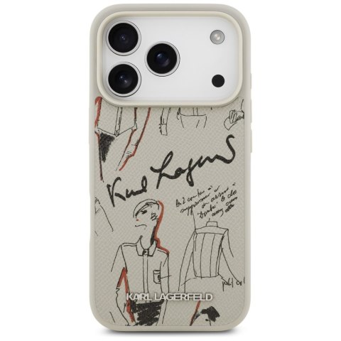 Etui Karl Lagerfeld Grained Pattern & Logo MagSafe do iPhone 17 Pro szary