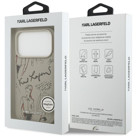 Etui Karl Lagerfeld Grained Pattern & Logo MagSafe do iPhone 17 Pro szary