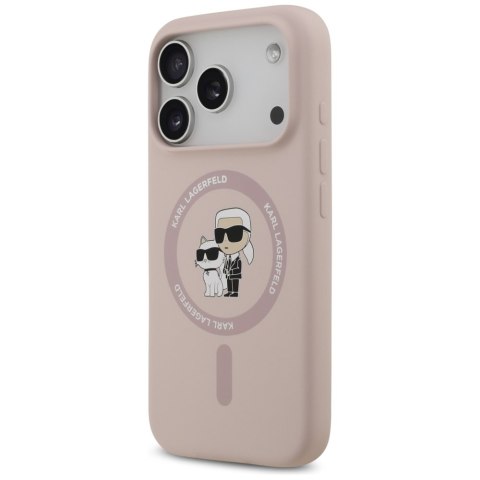 Etui Karl Lagerfeld Silicone Karl&Choupette Ring MagSafe do iPhone 17 Pro różowy