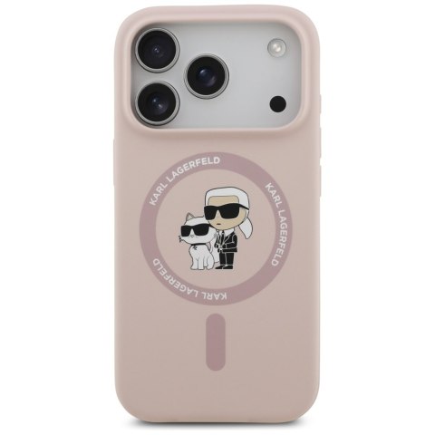 Etui Karl Lagerfeld Silicone Karl&Choupette Ring MagSafe do iPhone 17 Pro różowy