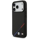 Etui BMW M Carbon Tricolor Line MagSafe do iPhone 17 Pro czarny