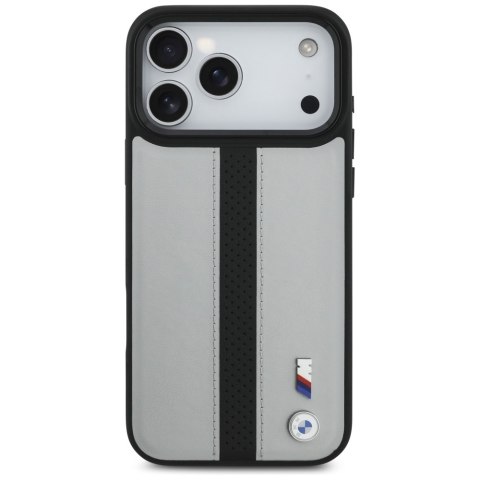 Etui BMW M Perforated Stripe Logo MagSafe do iPhone 17 Pro Max szary