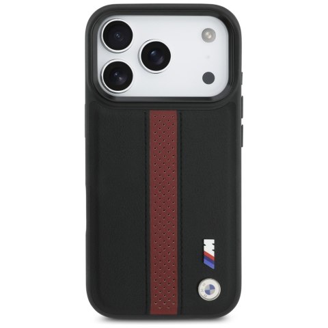 Etui BMW M Perforated Stripe Logo MagSafe do iPhone 17 Pro czerwony