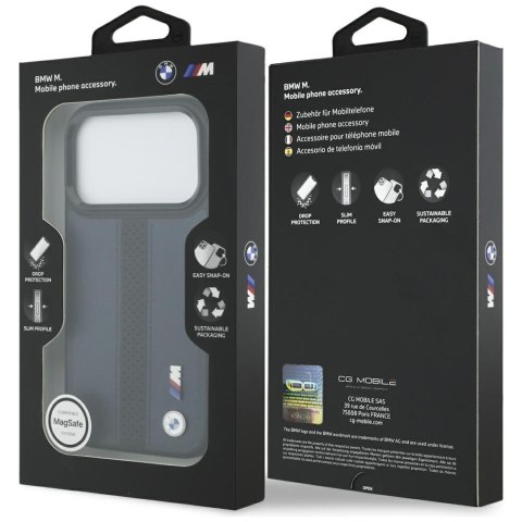 Etui BMW M Perforated Stripe Logo MagSafe do iPhone 17 Pro granatowy