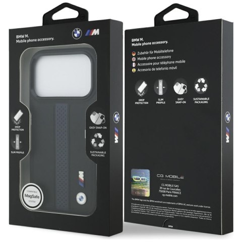 Etui BMW M Perforated Stripe Logo MagSafe do iPhone 17 Pro niebieski
