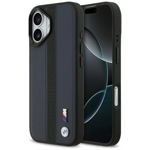 Etui BMW M Perforated Stripe Logo MagSafe do iPhone 17 granatowy