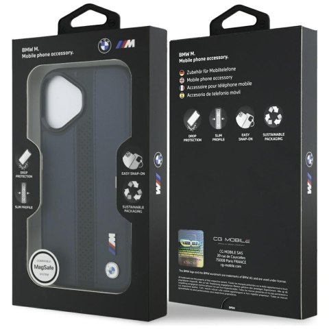 Etui BMW M Perforated Stripe Logo MagSafe do iPhone 17 granatowy