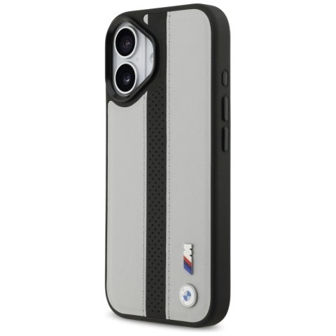 Etui BMW M Perforated Stripe Logo MagSafe do iPhone 17 szary