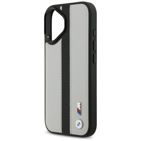 Etui BMW M Perforated Stripe Logo MagSafe do iPhone 17 szary