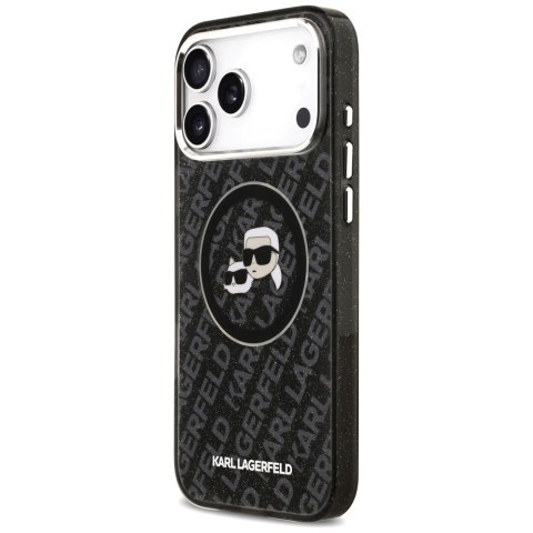 Etui Karl Lagerfeld IML Glitter Karl & Choupette Heads Logo MagSafe do iPhone 17 Pro Max czarny