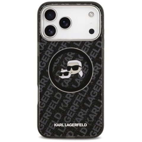 Etui Karl Lagerfeld IML Glitter Karl & Choupette Heads Logo MagSafe do iPhone 17 Pro Max czarny