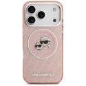 Etui Karl Lagerfeld IML Glitter Karl & Choupette Heads Logo MagSafe do iPhone 17 Pro Max różowy
