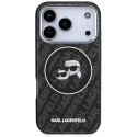Etui Karl Lagerfeld IML Glitter Karl & Choupette Heads Logo MagSafe do iPhone 17 Pro czarny