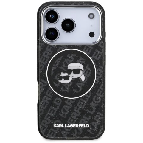 Etui Karl Lagerfeld IML Glitter Karl & Choupette Heads Logo MagSafe do iPhone 17 Pro czarny