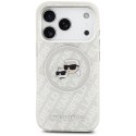 Etui Karl Lagerfeld IML Glitter Karl & Choupette Heads Logo MagSafe do iPhone 17 Pro szary