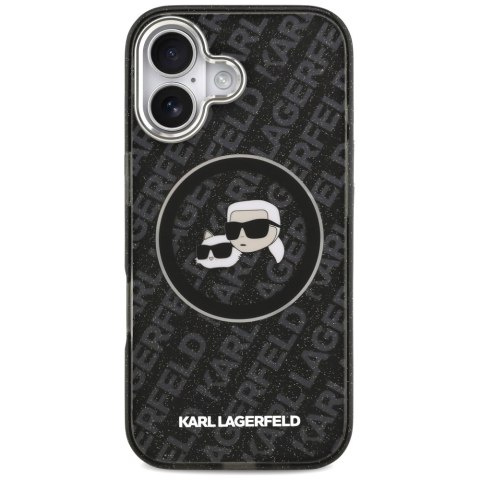 Etui Karl Lagerfeld IML Glitter Karl & Choupette Heads Logo MagSafe do iPhone 17 czarny