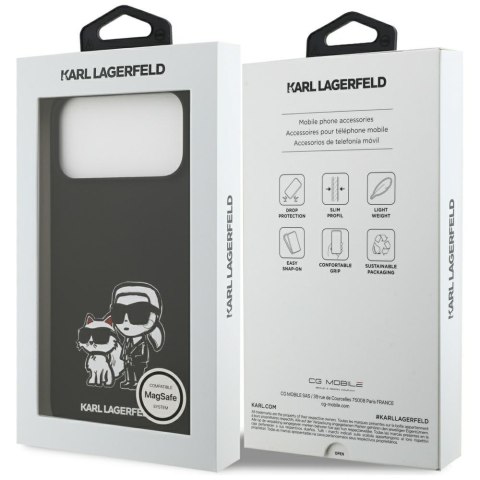 Etui Karl Lagerfeld Silicone K&C Sketch & Logo MagSafe do iPhone 17 Pro Max czarny