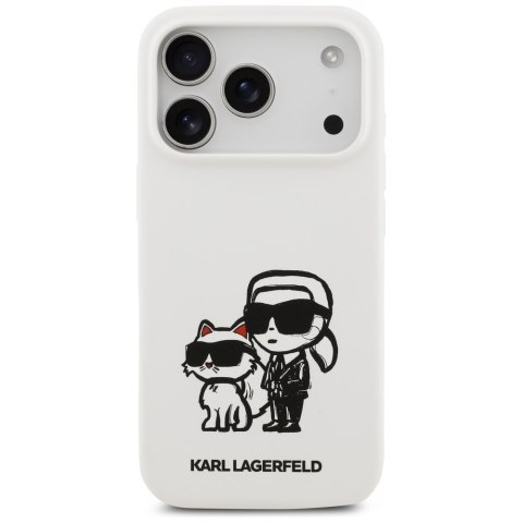 Etui Karl Lagerfeld Silicone K&C Sketch & Logo MagSafe do iPhone 17 Pro biały