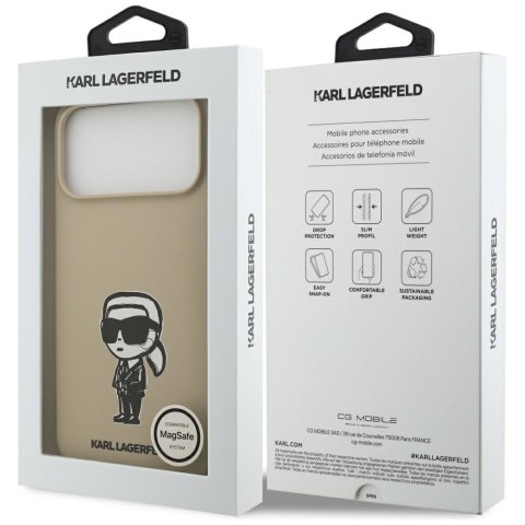 Etui Karl Lagerfeld Silicone Karl Sketch & Logo MagSafe do iPhone 17 Pro Max brązowy