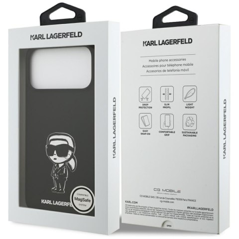 Etui Karl Lagerfeld Silicone Karl Sketch & Logo MagSafe do iPhone 17 Pro Max czarny