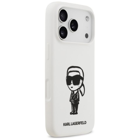 Etui Karl Lagerfeld Silicone Karl Sketch & Logo MagSafe do iPhone 17 Pro biały