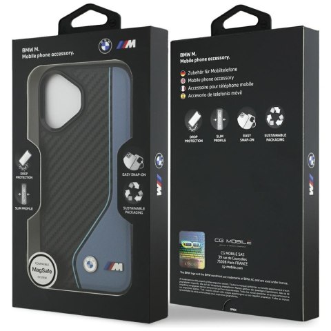 Etui BMW M Carbon Logo MagSafe do iPhone 17 niebieski