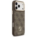 Etui Guess 4G Strass Logo MagSafe do iPhone 17 Pro Max brązowy
