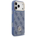 Etui Guess 4G Strass Logo MagSafe do iPhone 17 Pro Max niebieski