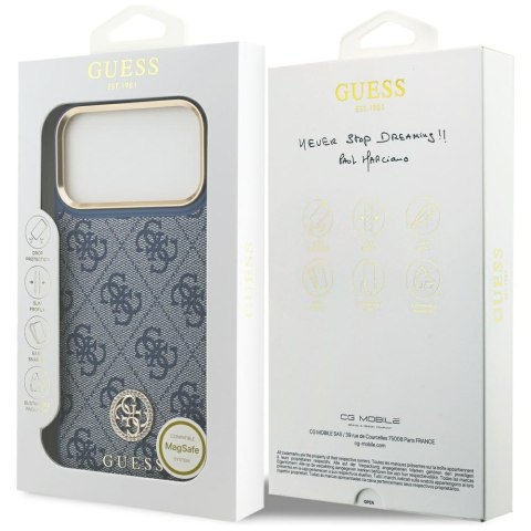 Etui Guess 4G Strass Logo MagSafe do iPhone 17 Pro Max niebieski