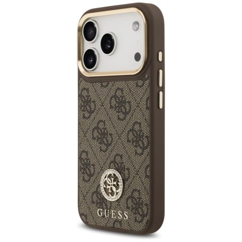 Etui Guess 4G Strass Logo MagSafe do iPhone 17 Pro brązowy