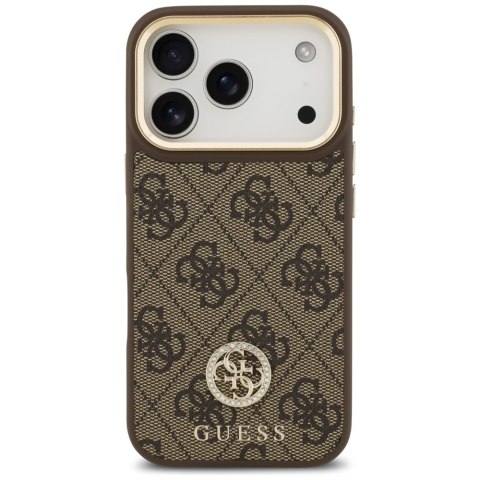 Etui Guess 4G Strass Logo MagSafe do iPhone 17 Pro brązowy